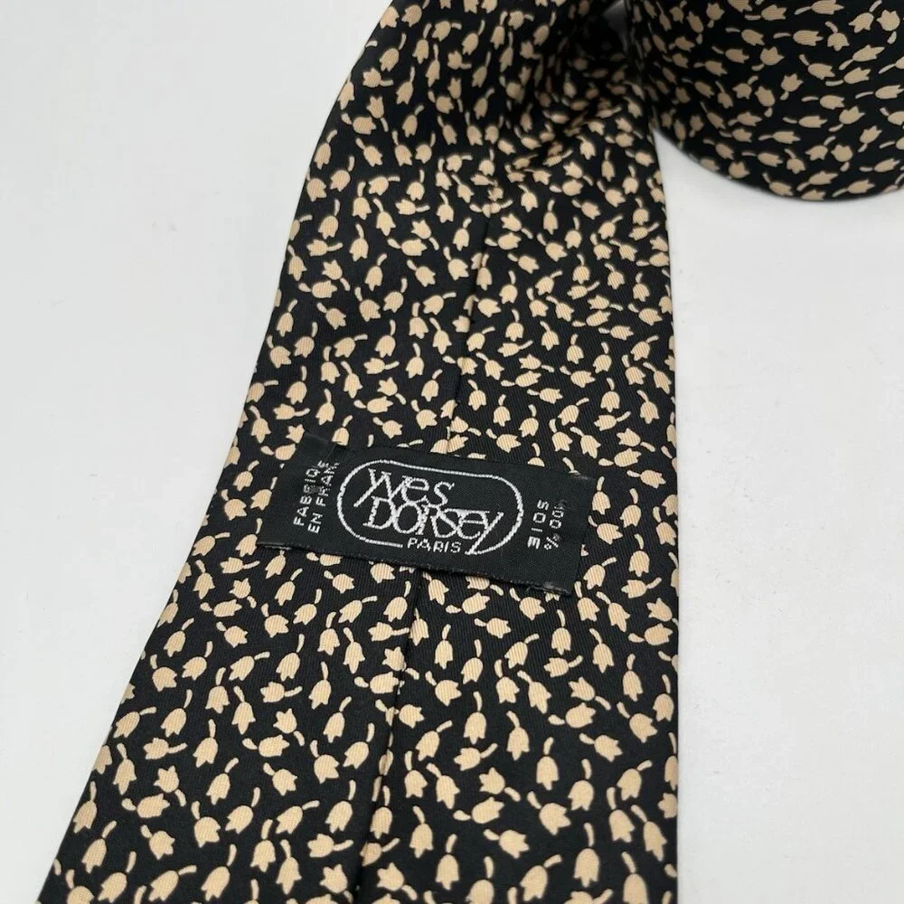 Vintage Yves Dorsey Paris 100% Silk Tulip Tie Made In France Business Designer